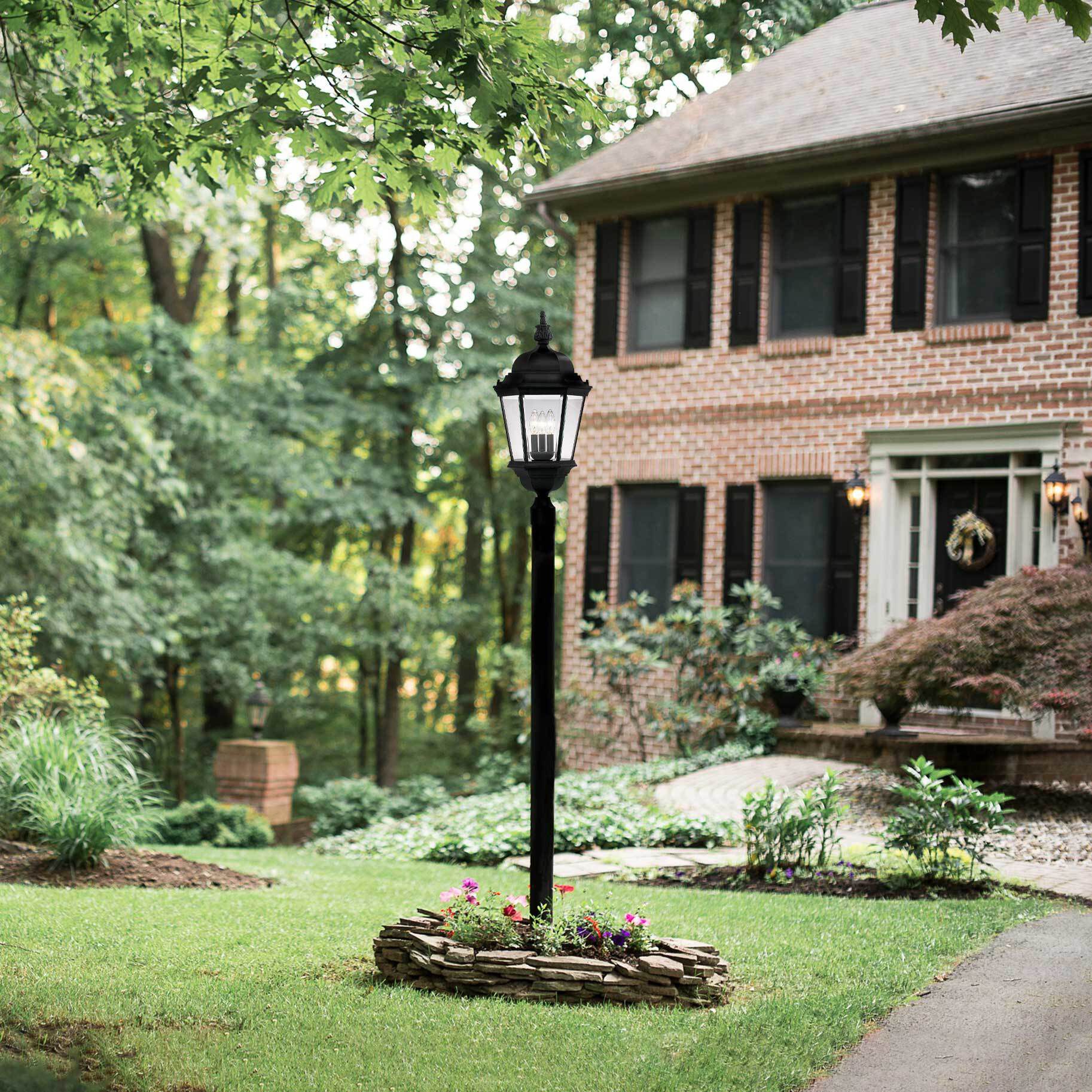Builder 3 Light 28 inch Black Outdoor Post Lantern