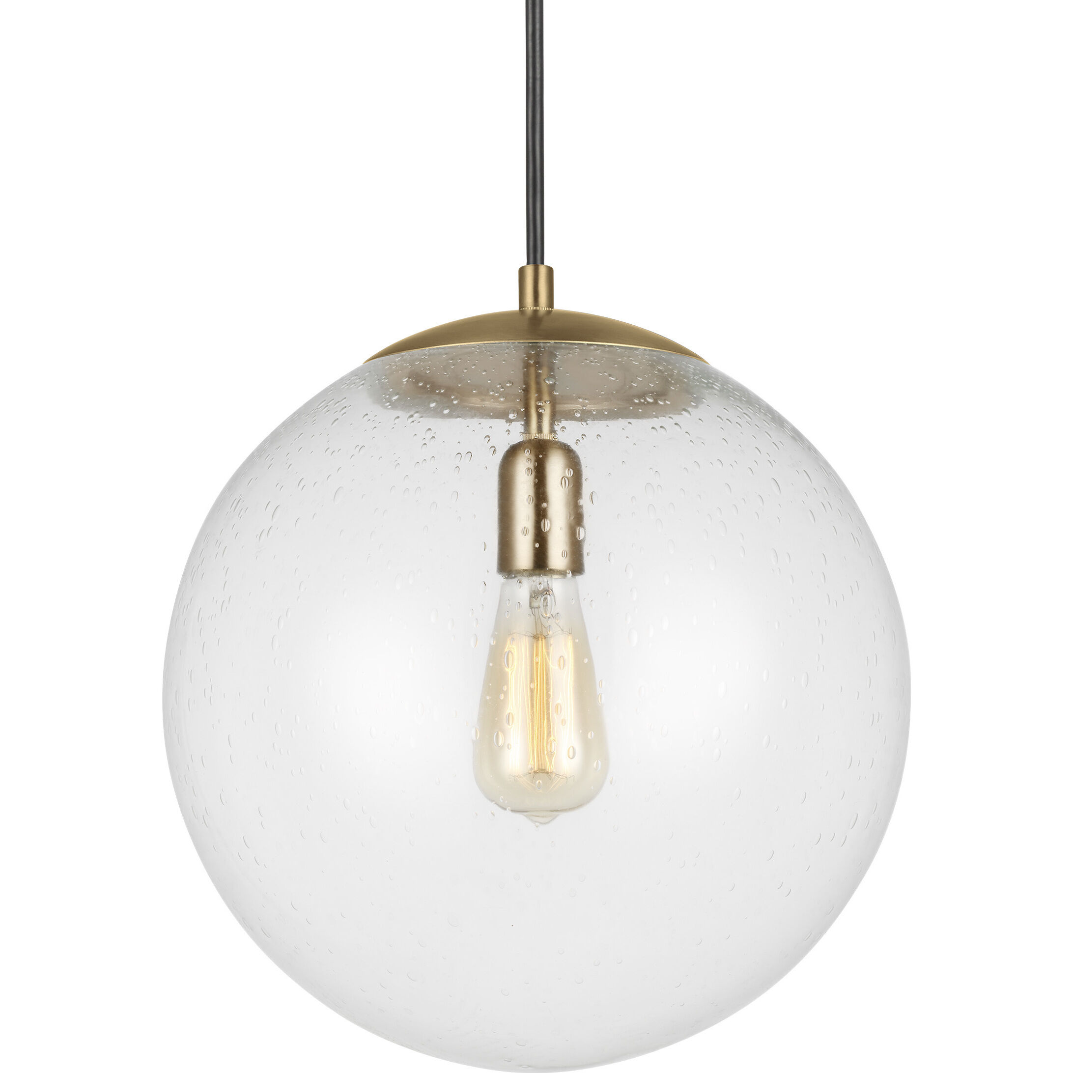 Leo - Hanging Globe 1 Light 14 inch Satin Brass Pendant Ceiling Light