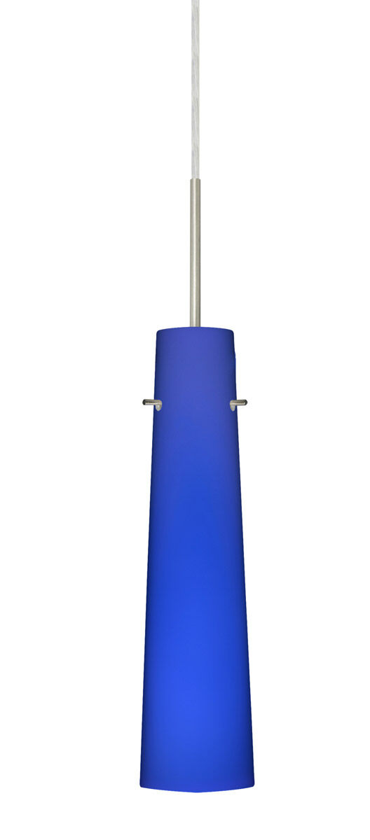 Besa Lighting Camino 1 Light Satin Nickel Pendant Ceiling Light in Cobalt Blue Matte Glass 1BT-5674CM-SN - Open Box
