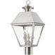 Wentworth 3 Light 22 inch Brushed Nickel Outdoor Post Top Lantern, Large