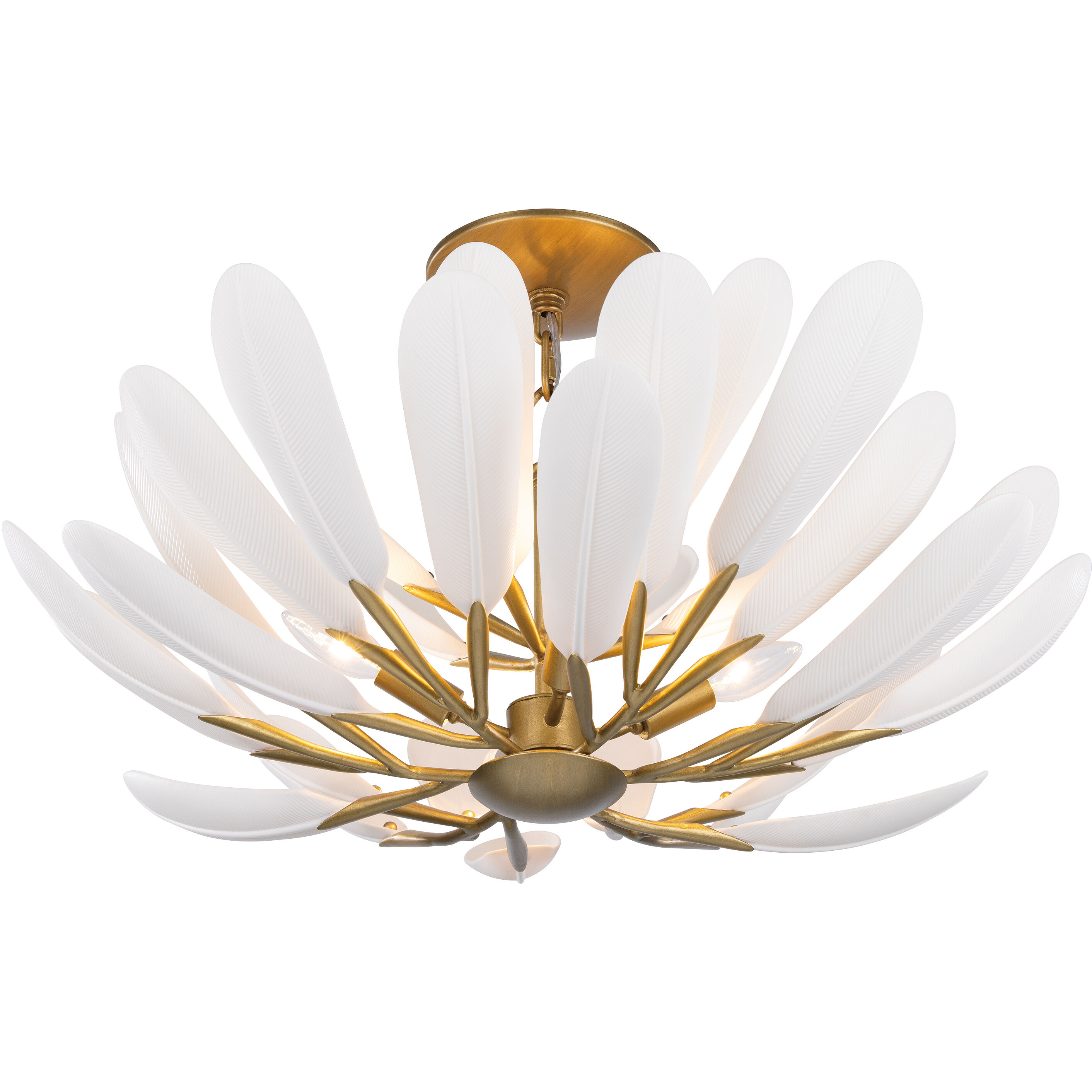Vellinor 4 Light 28 inch Painted Legacy Brass Semi-Flush Mount Ceiling Light