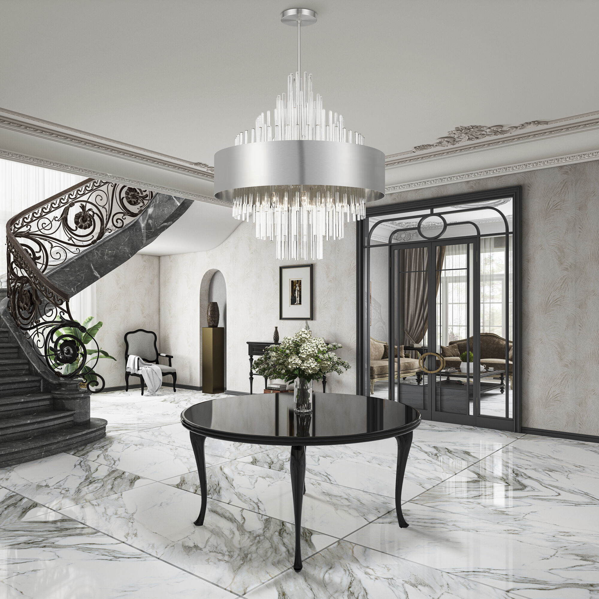 Orenburg 14 Light 35 inch Brushed Nickel Large Pendant Chandelier Ceiling Light