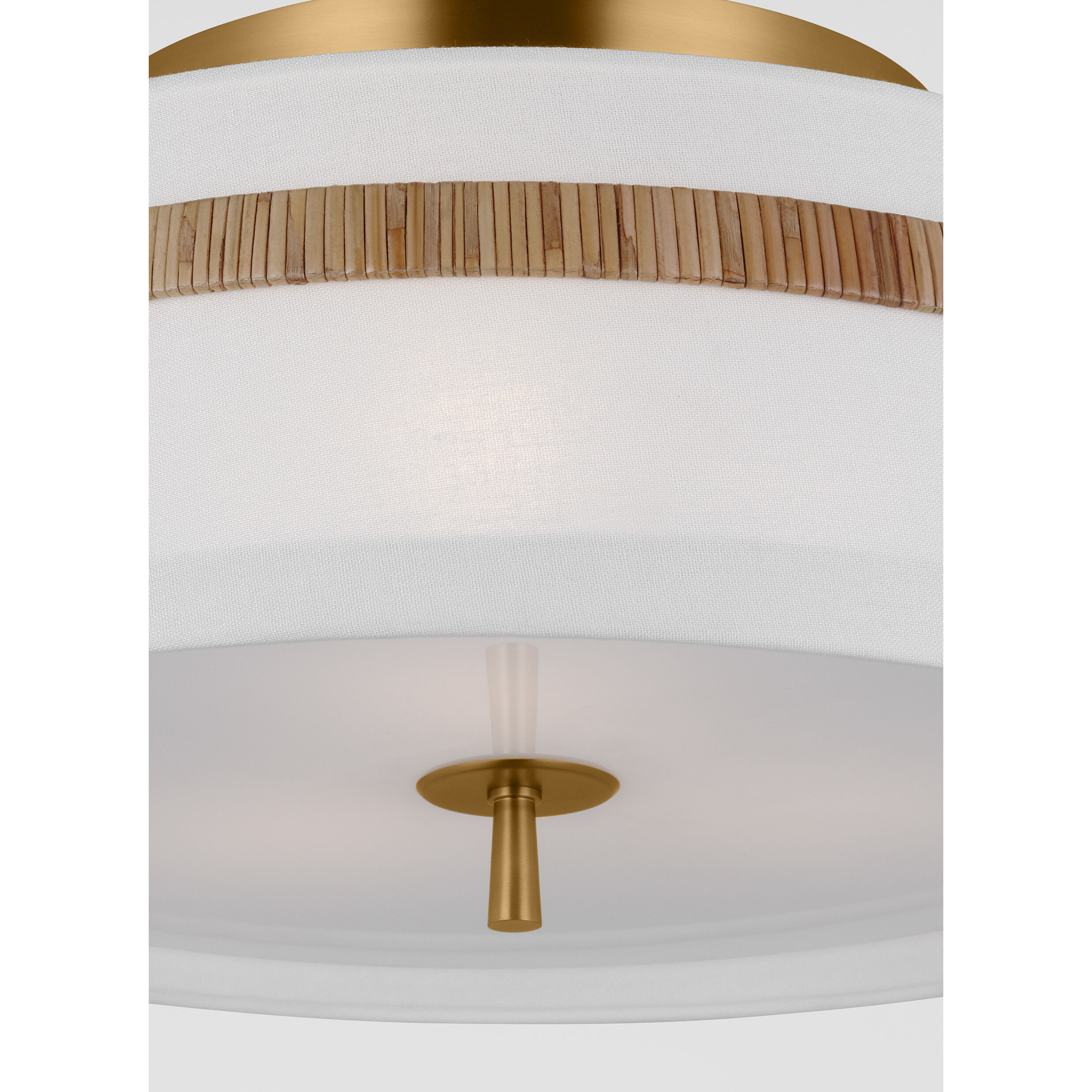 AH by Alexa Hampton Cordtlandt 3 Light 19 inch Burnished Brass with Rattan Semi-Flush Mount Ceiling Light