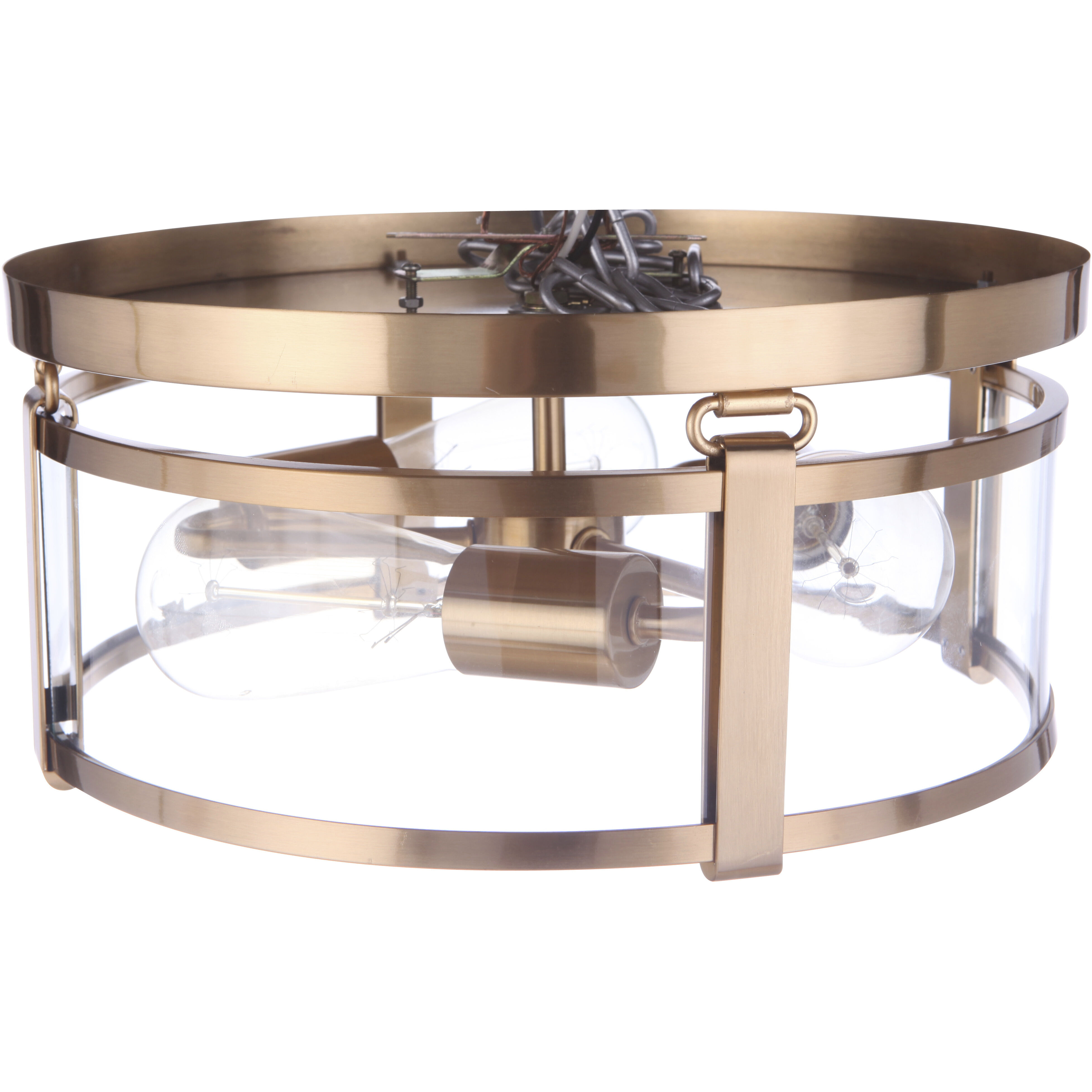 Elliot 3 Light 13 inch Satin Brass Flushmount Ceiling Light