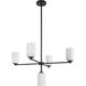 Nola 5 Light 30.63 inch Black Chandelier Ceiling Light in Glossy Opal Glass Shade