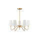 Mid-Century 5 Light 25.75 inch Natural Brass Chandelier Ceiling Light