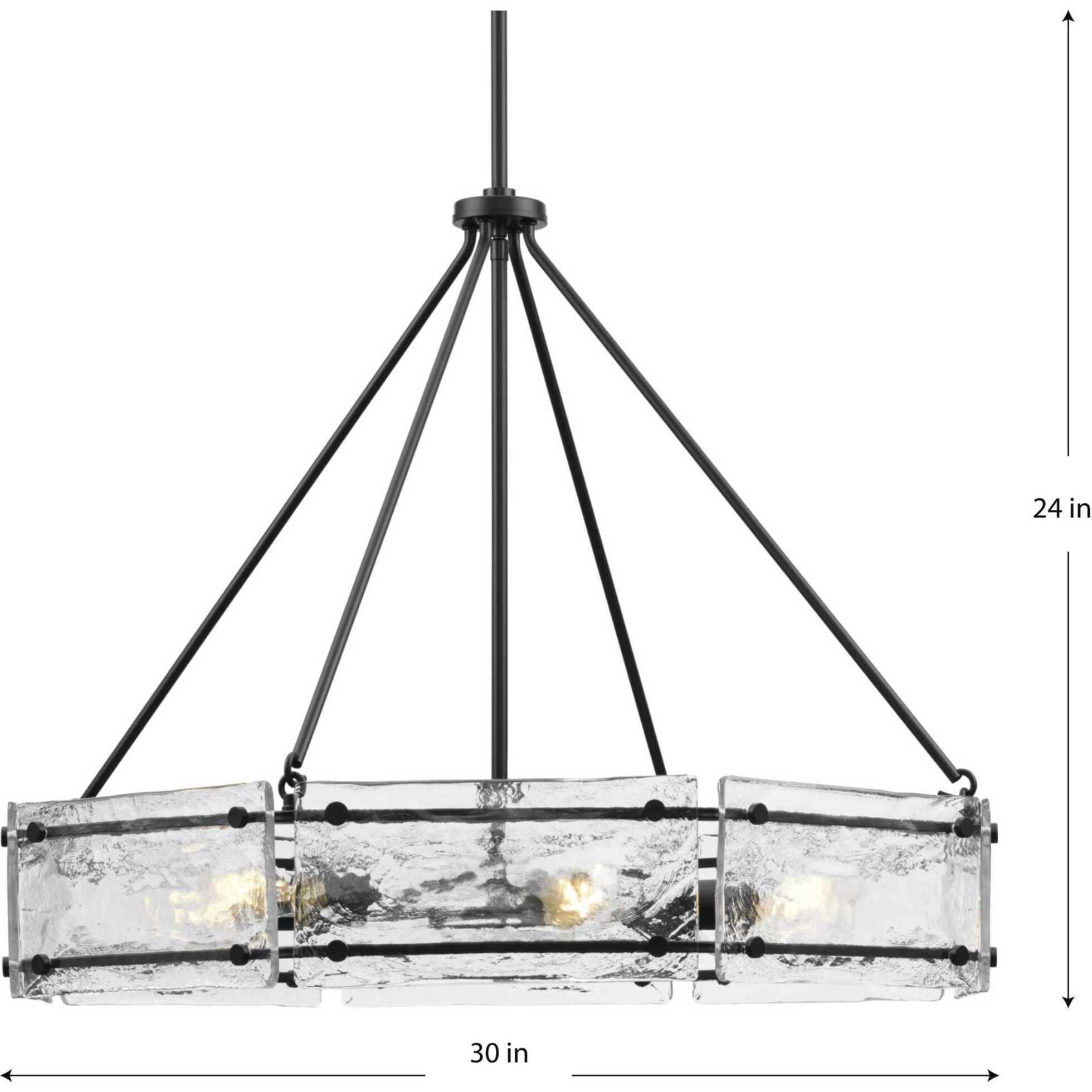 Rivera 6 Light 30 inch Matte Black Chandelier Ceiling Light, Design Series