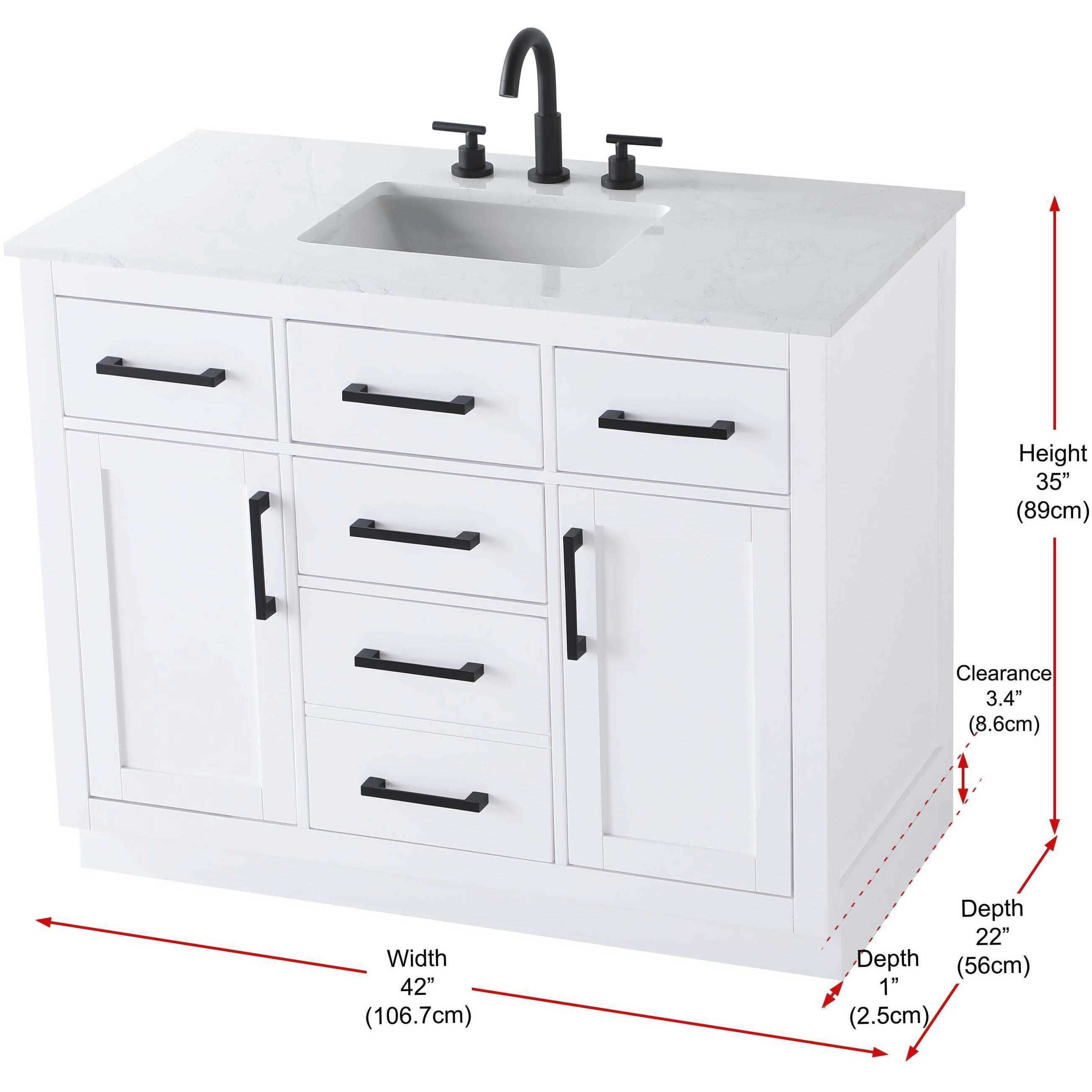 Alden 42 X 35 inch White Bathroom Vanity Cabinet