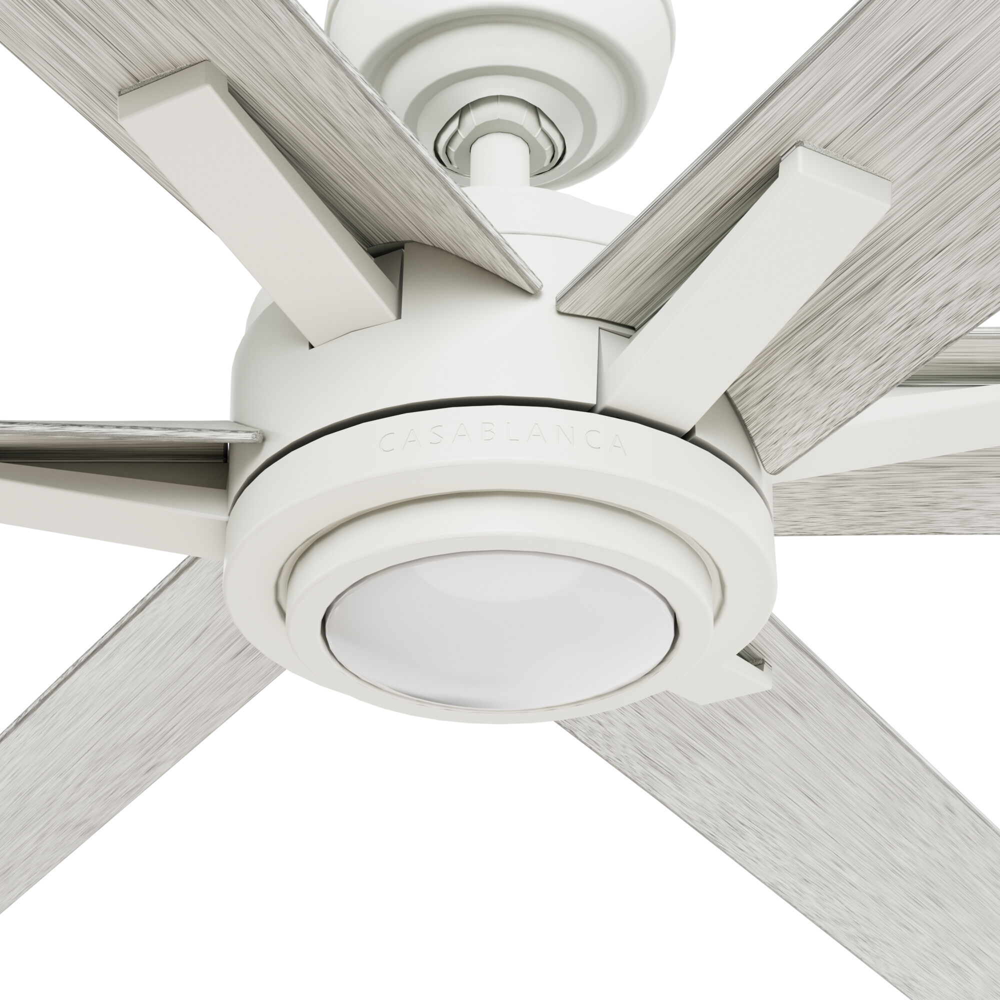 Melia 65 inch Fresh White with White Washed Oak Blades Outdoor Ceiling Fan