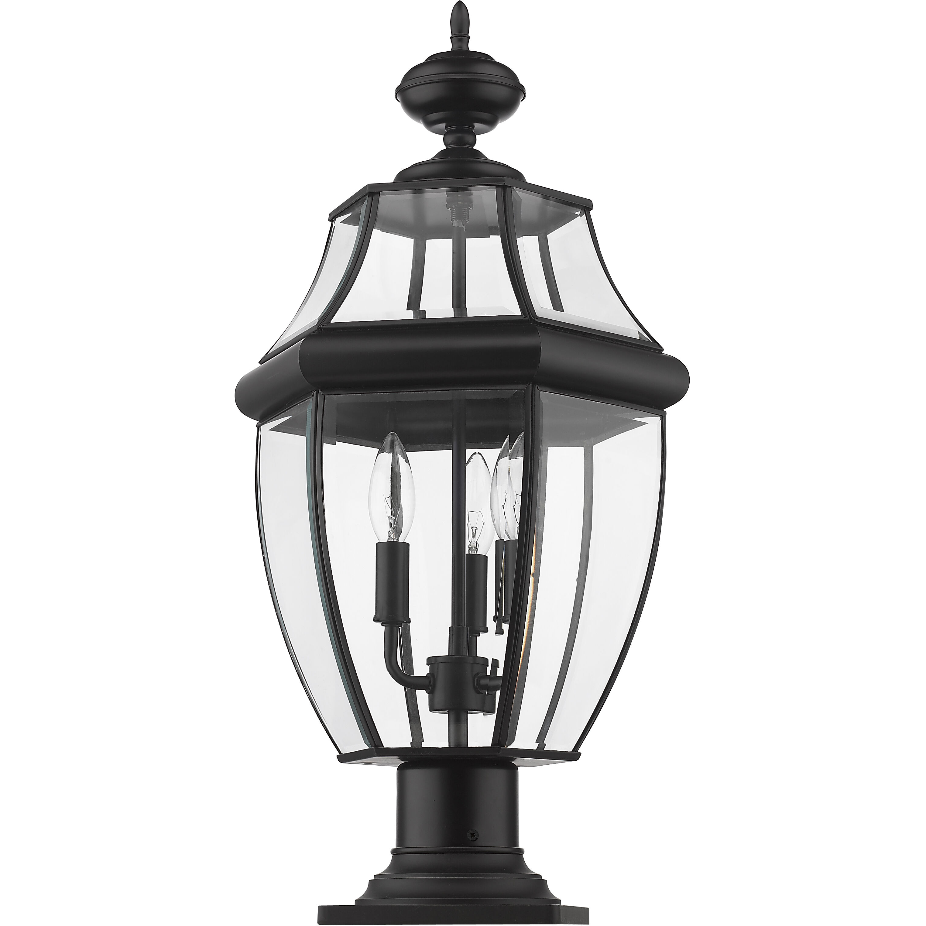 Westover 3 Light 22.25 inch Black Outdoor Pier Mounted Fixture