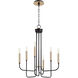 Hope 6 Light 18 inch Noir and Aged Brass Chandelier Ceiling Light
