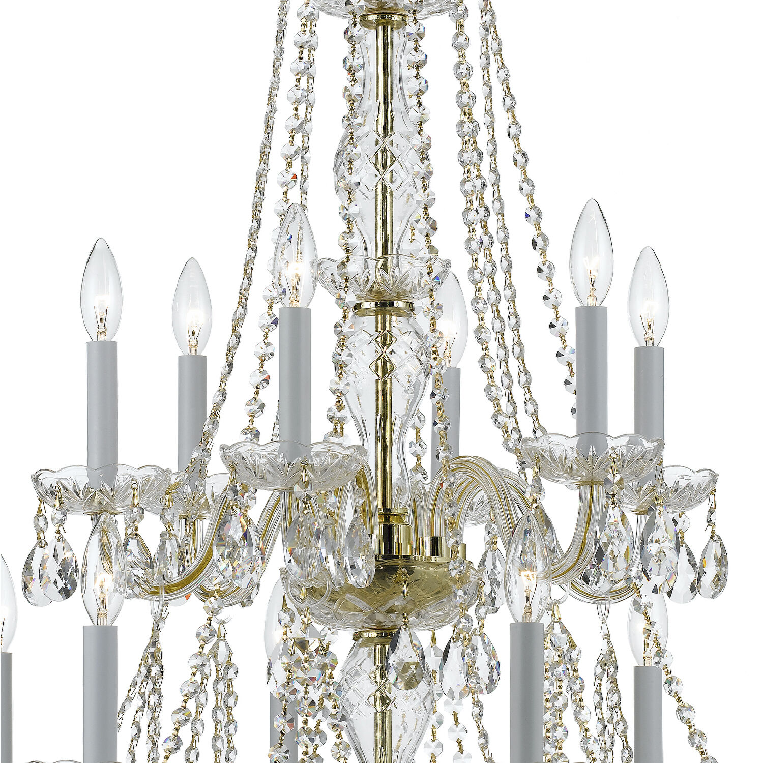 Traditional Crystal 12 Light 26.5 inch Polished Brass Chandelier Ceiling Light in Clear Hand Cut