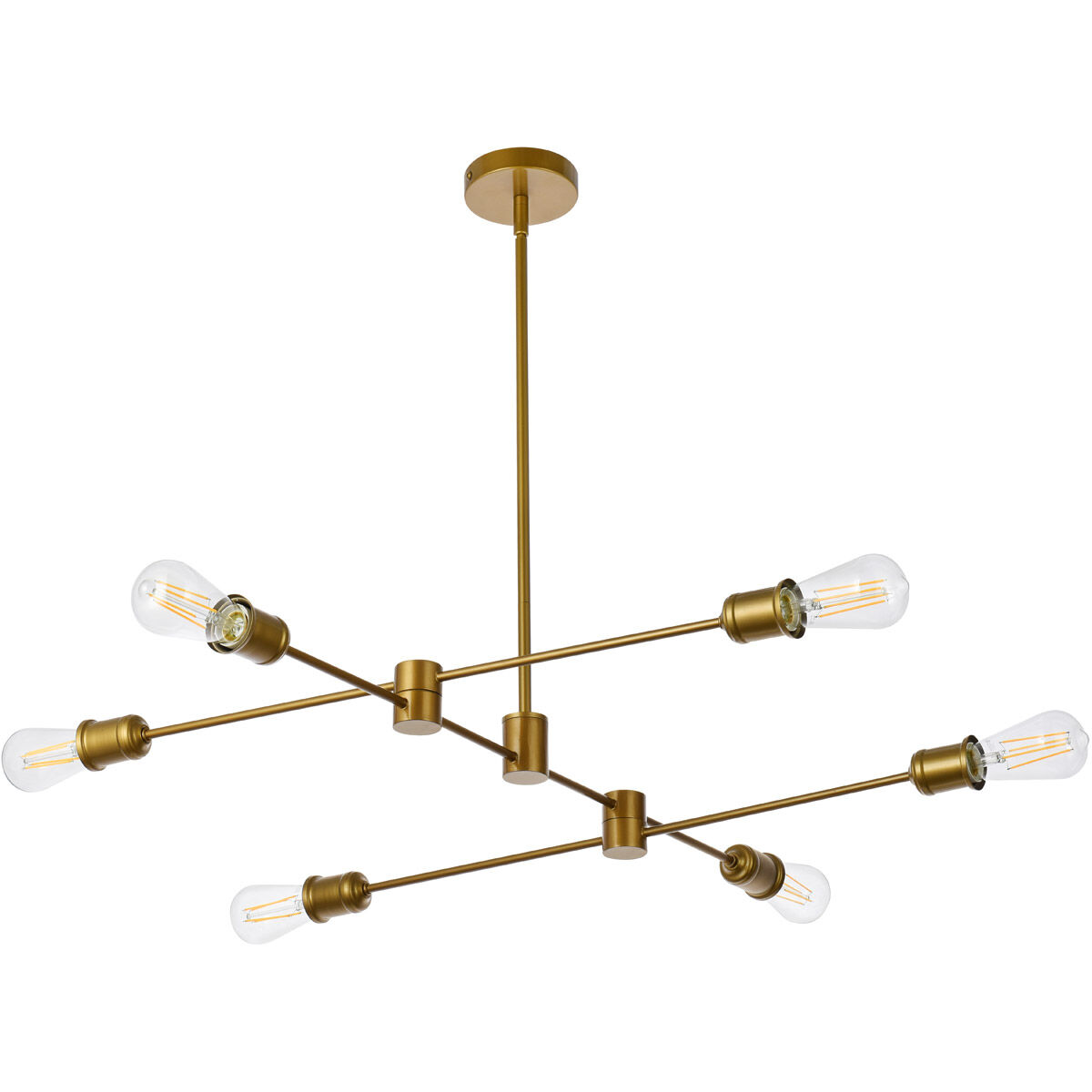 Xavier 6 Light 35 inch Brass Pendant Ceiling Light