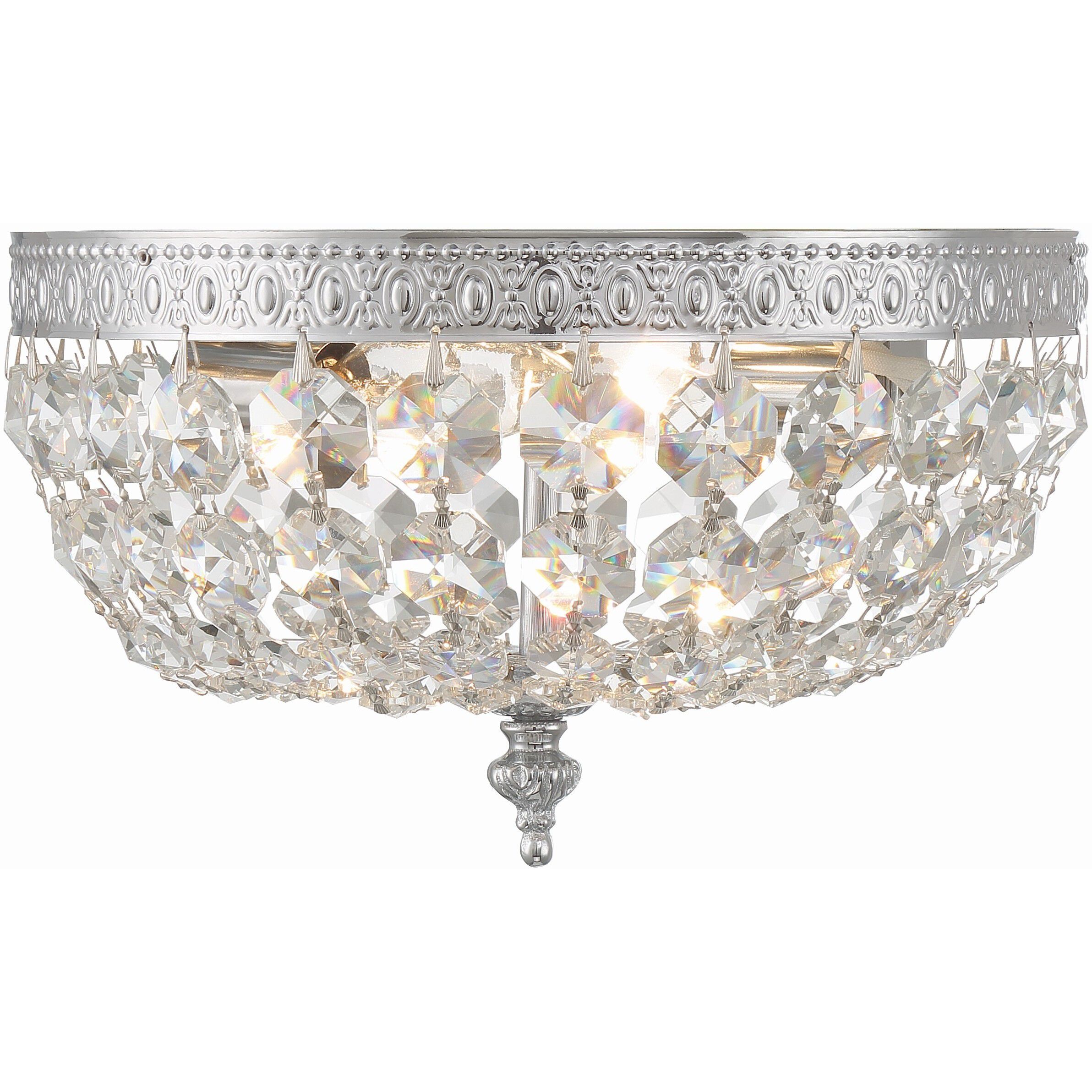 Waltham 2 Light 10 inch Polished Chrome Flush Ceiling Light in Clear Spectra