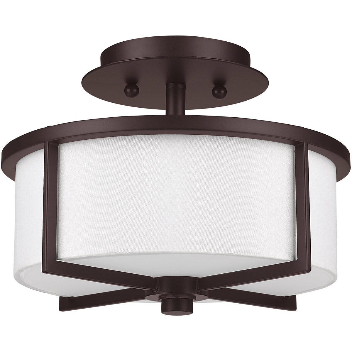 Wesley 2 Light 11 inch Bronze Semi-Flush Mount Ceiling Light