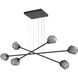 Gem LED Matte Black Linear Multi-Pendant Ceiling Light in Smoke, 2700K LED, Triple Moda