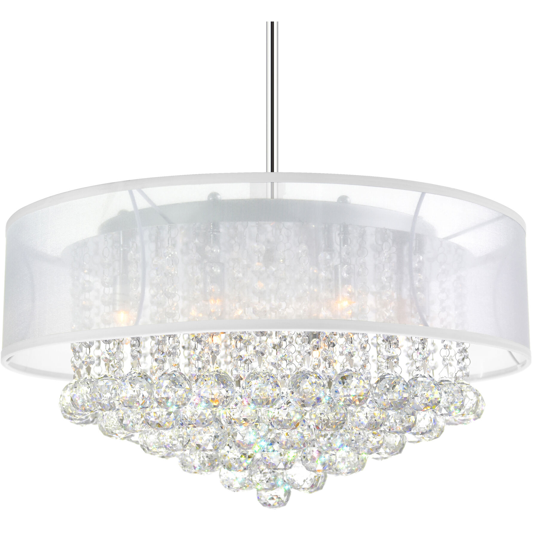 Radiant 12 Light 24 inch Chrome Drum Shade Chandelier Ceiling Light in White