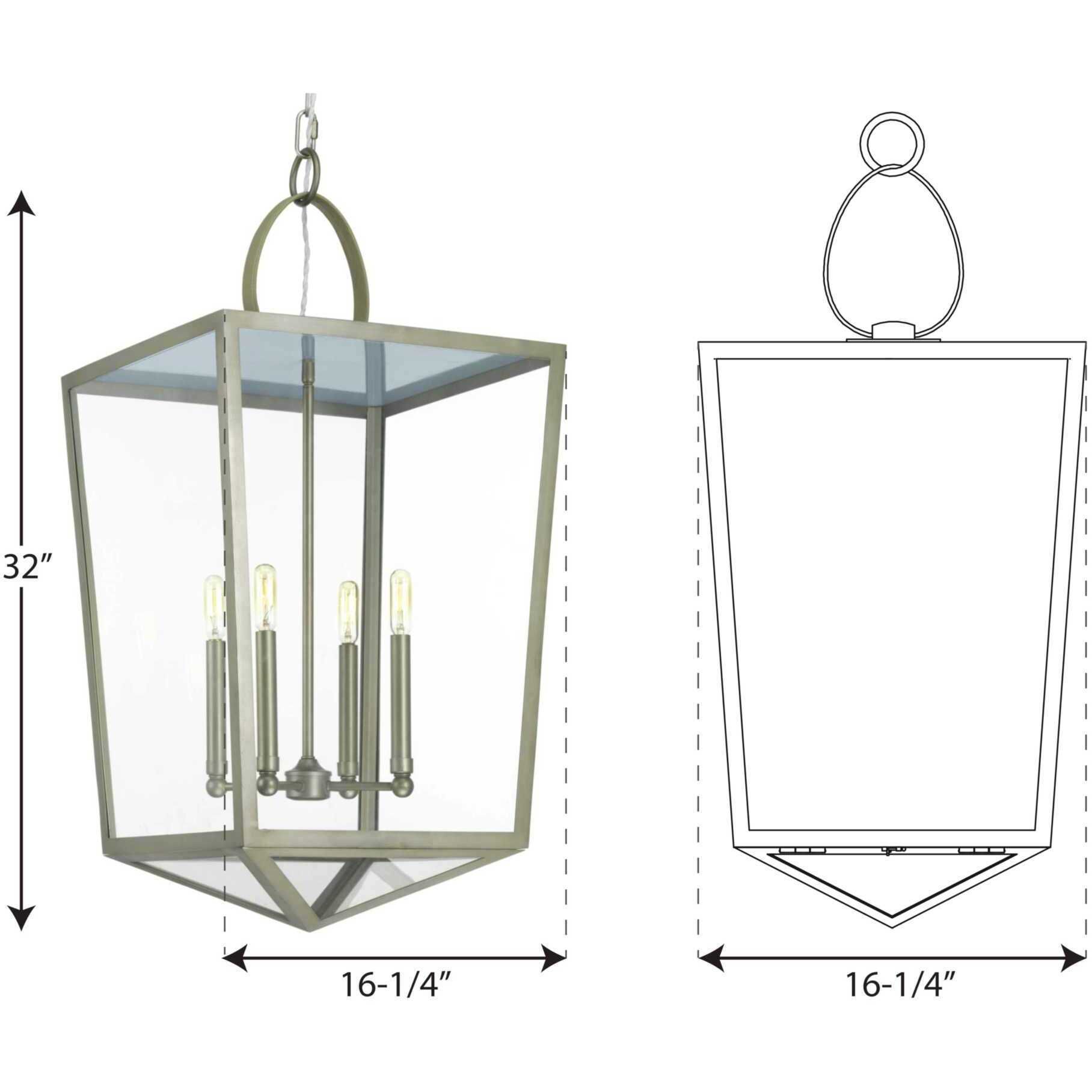 Oludeniz Beach 4 Light 16.25 inch Antique Nickel Foyer Pendant Ceiling Light, Design Series