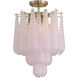 Ollie 4 Light 14.25 inch Aged Brass Semi Flush Ceiling Light in Sand Glass Blush