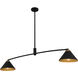 Alscott 2 Light 52 inch Matte Black Linear Chandelier Ceiling Light, Large