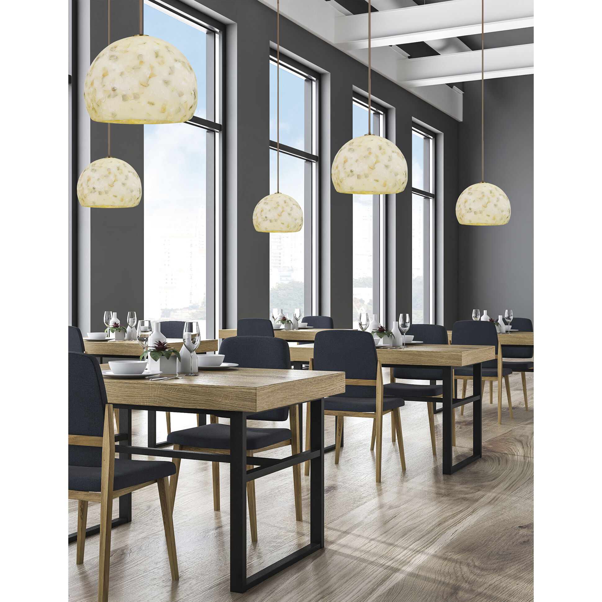 Alabaster Rocks Collection Pendant Ceiling Light in Brushed Brass, Globe Family