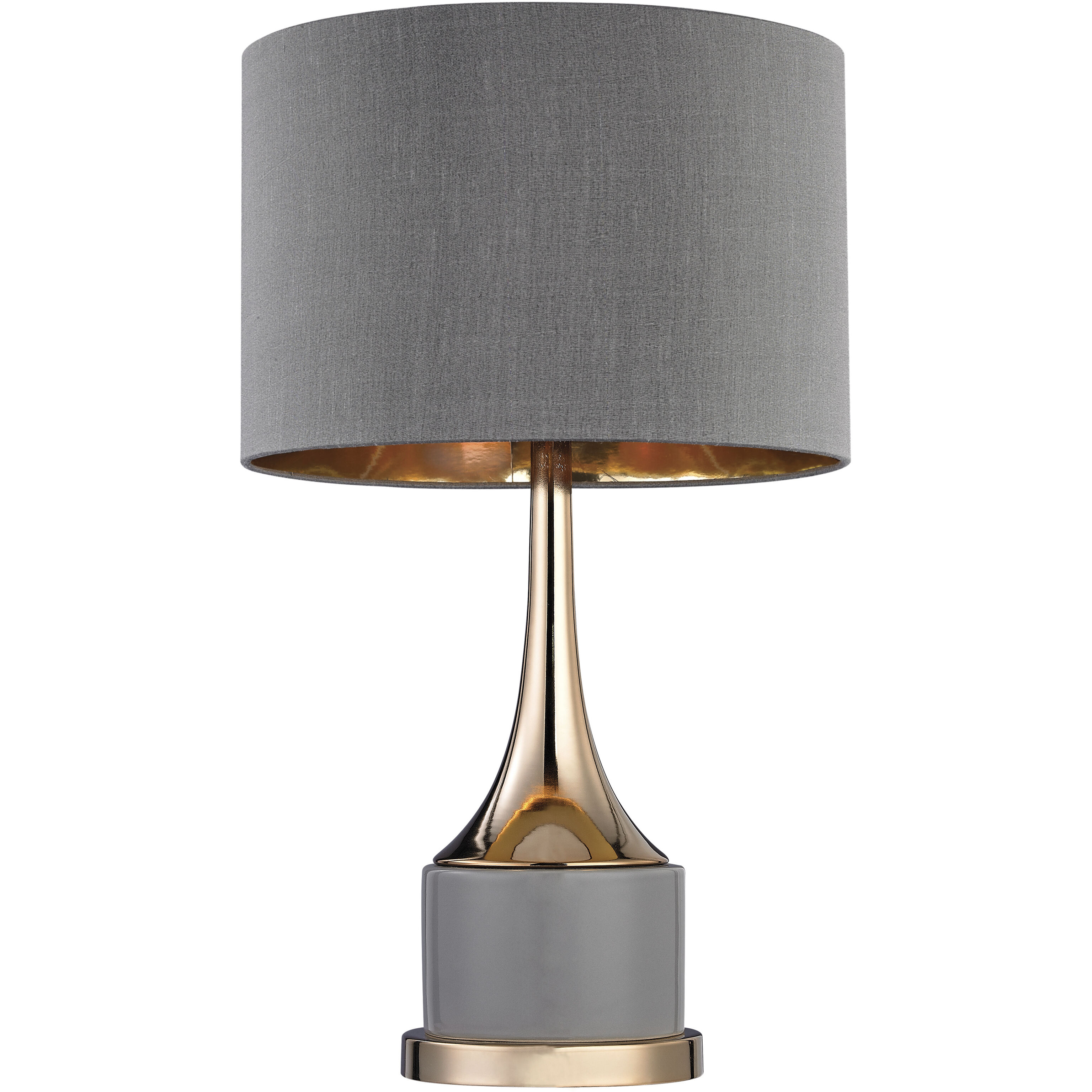 Cone Neck 18.5 inch 100 watt Gray with Gold Table Lamp Portable Light