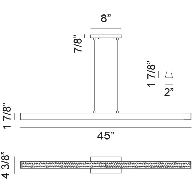 Isosceles LED 2 inch Matte Black Chandelier Ceiling Light