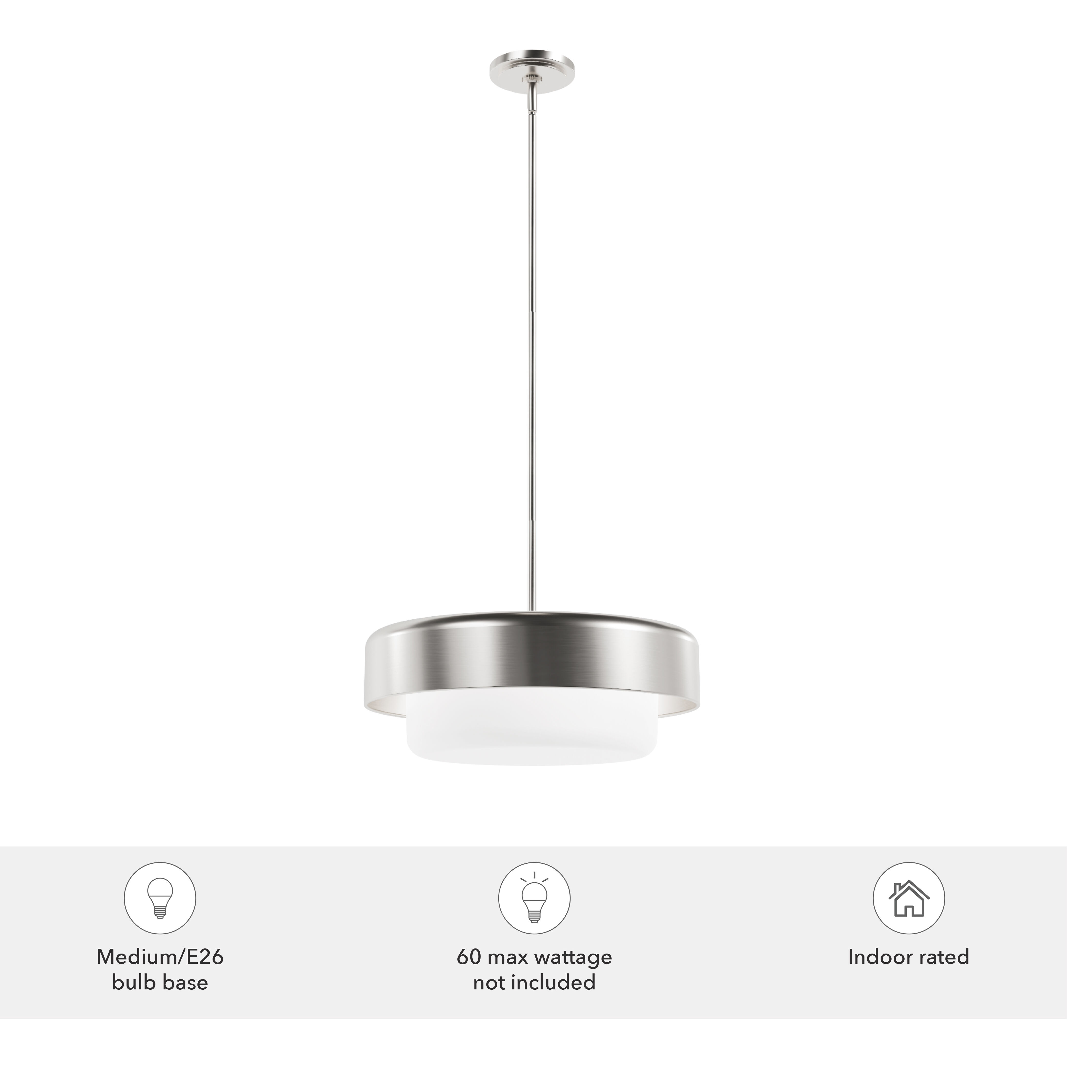 Station 3 Light 18 inch Brushed Nickel Pendant Ceiling Light, Large