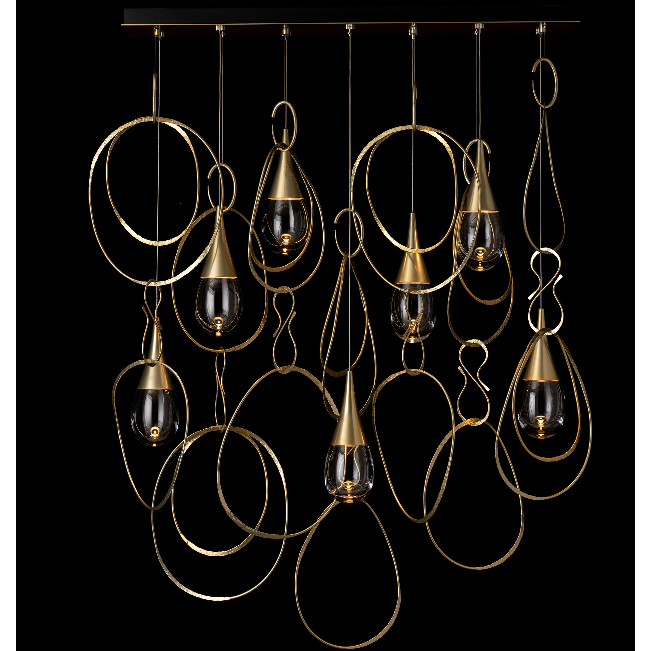 Lyric 7 Light 52.1 inch Modern Brass Linear Pendant Ceiling Light