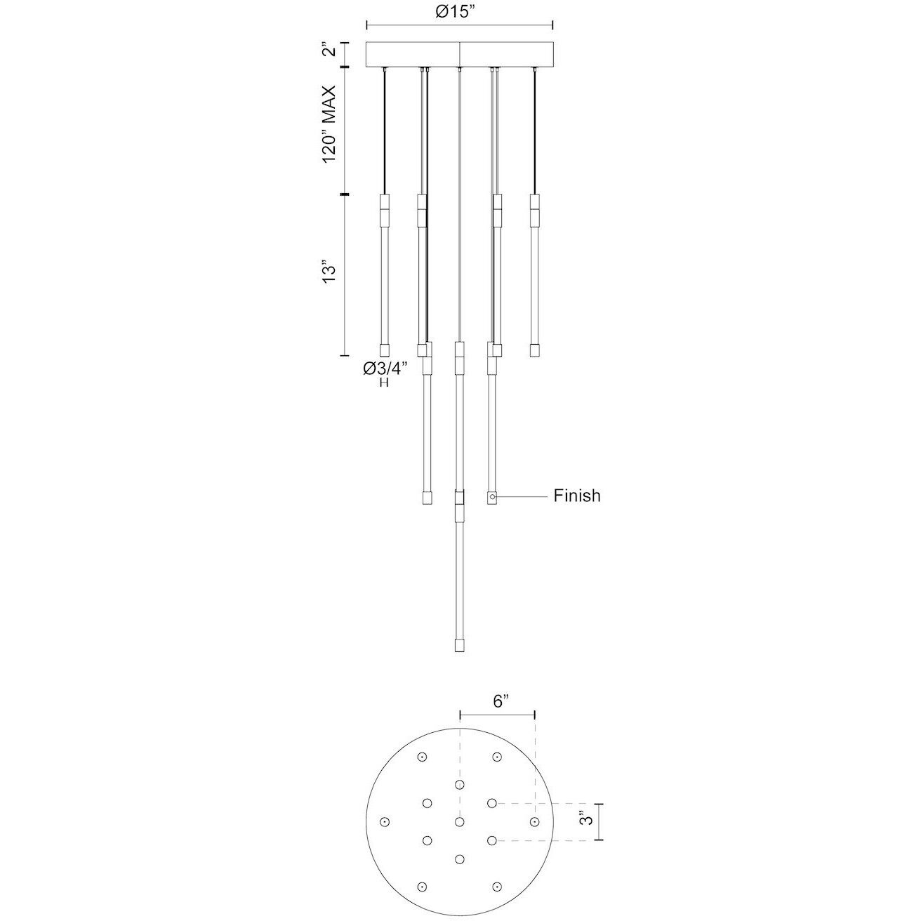 Motif Multi Pendant Ceiling Light in Chrome