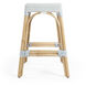 Robias Rectangular Rattan 24.5" Counter Stool in White and Sky Blue Dot