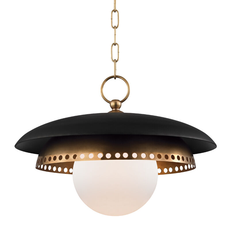 Herkimer 1 Light 17.5 inch Aged Brass Pendant Ceiling Light