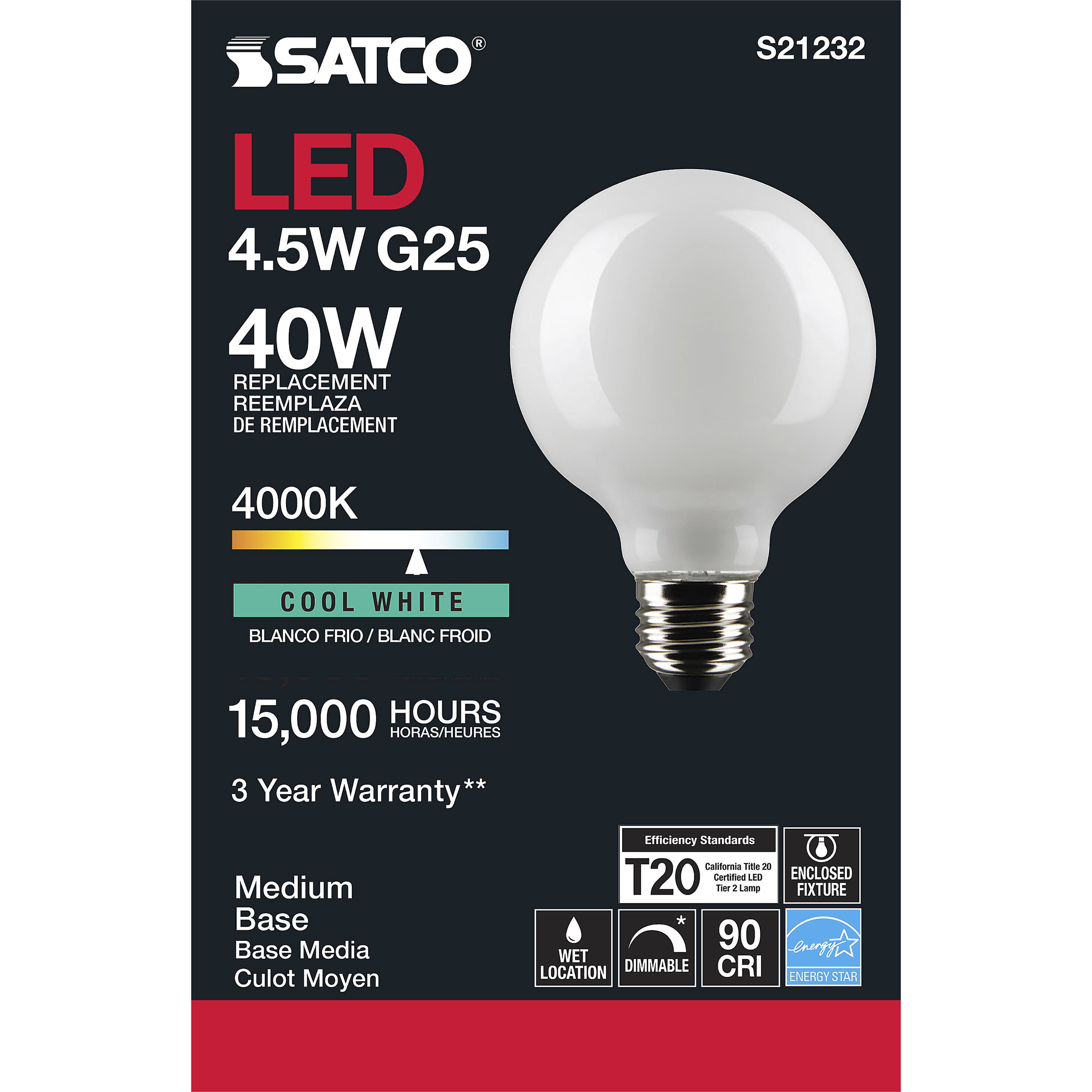 Lumos LED Medium Medium 4.50 watt 4000K LED Filament