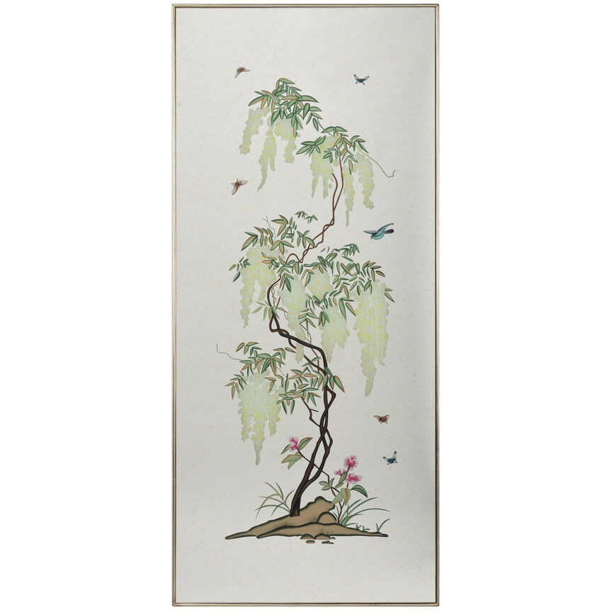 Flowering Tree Green and White/Cream Wall Panel