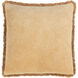 Washed Cotton Velvet 22 X 22 inch Camel Pillow Kit, Square