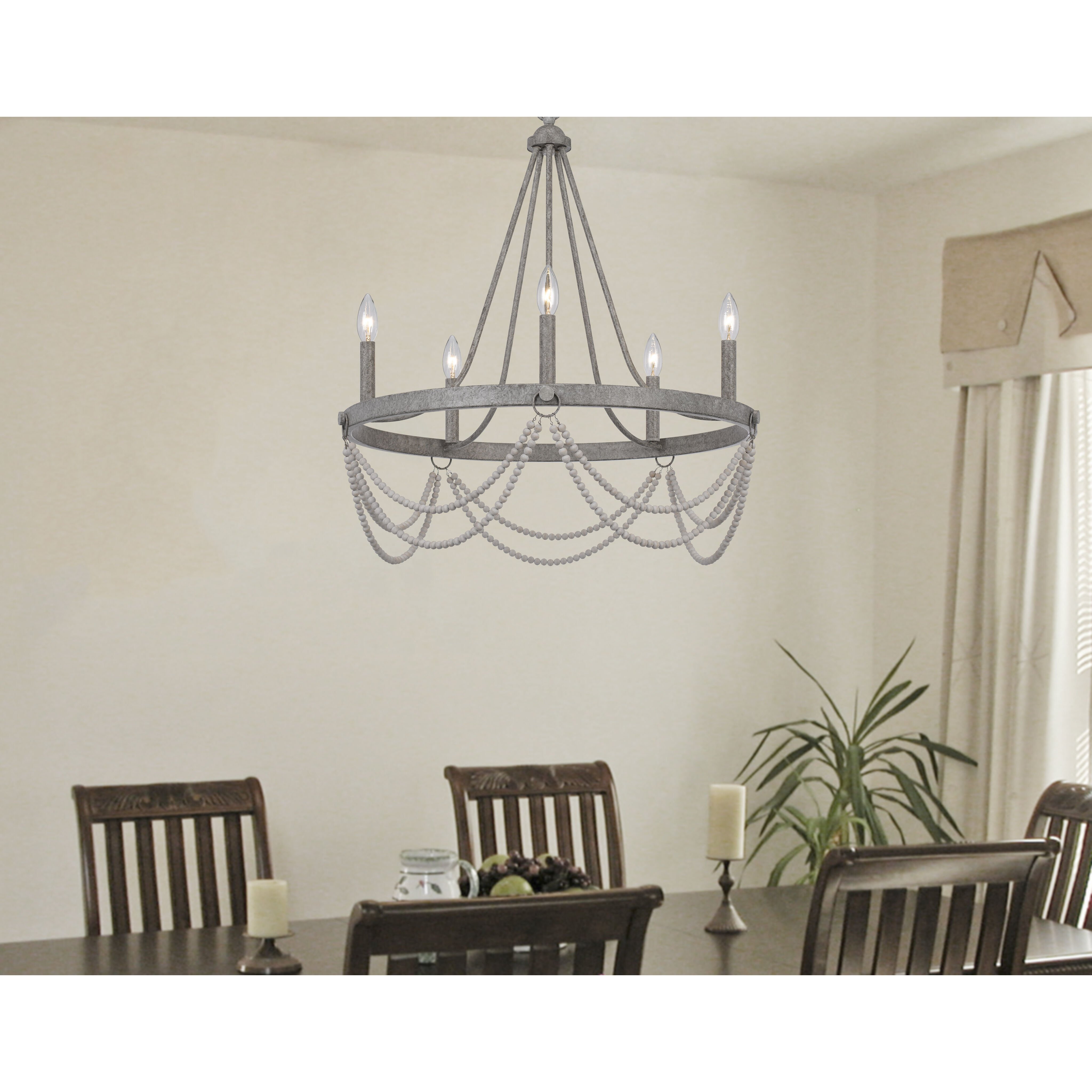 Anniston 5 Light 26 inch Antique Silver Chandelier Ceiling Light