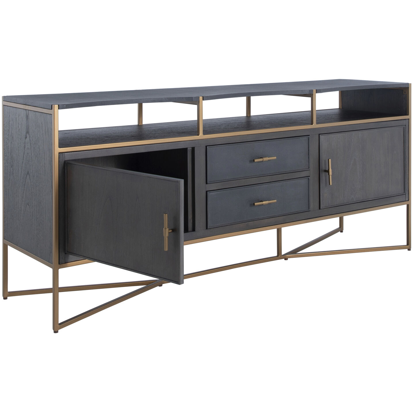 Jameson Natural Black / Black Faux Shagreen / Stained Gold Cabinet