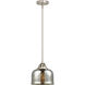 Nouveau 2 Bell 1 Light 8 inch Brushed Satin Nickel Mini Pendant Ceiling Light in Incandescent, Silver Plated Mercury