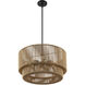 Eco Collection - Milos Family 6 Light 24 inch Matte Black and Natural Semi-Flush Ceiling Light in 24" D x 24" W x 12.5" H, EVOLV