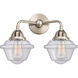 Nouveau 2 Small Oxford 2 Light 16 inch Brushed Satin Nickel Bath Vanity Light Wall Light in Seedy Glass