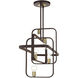 Bergamo 6 Light 42 inch Bronze with Antique Brass Accents Linear Chandelier Ceiling Light