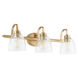 Reyes 3 Light 24.75 inch Aged Brass Vanity Light Wall Light in Clear Seeded