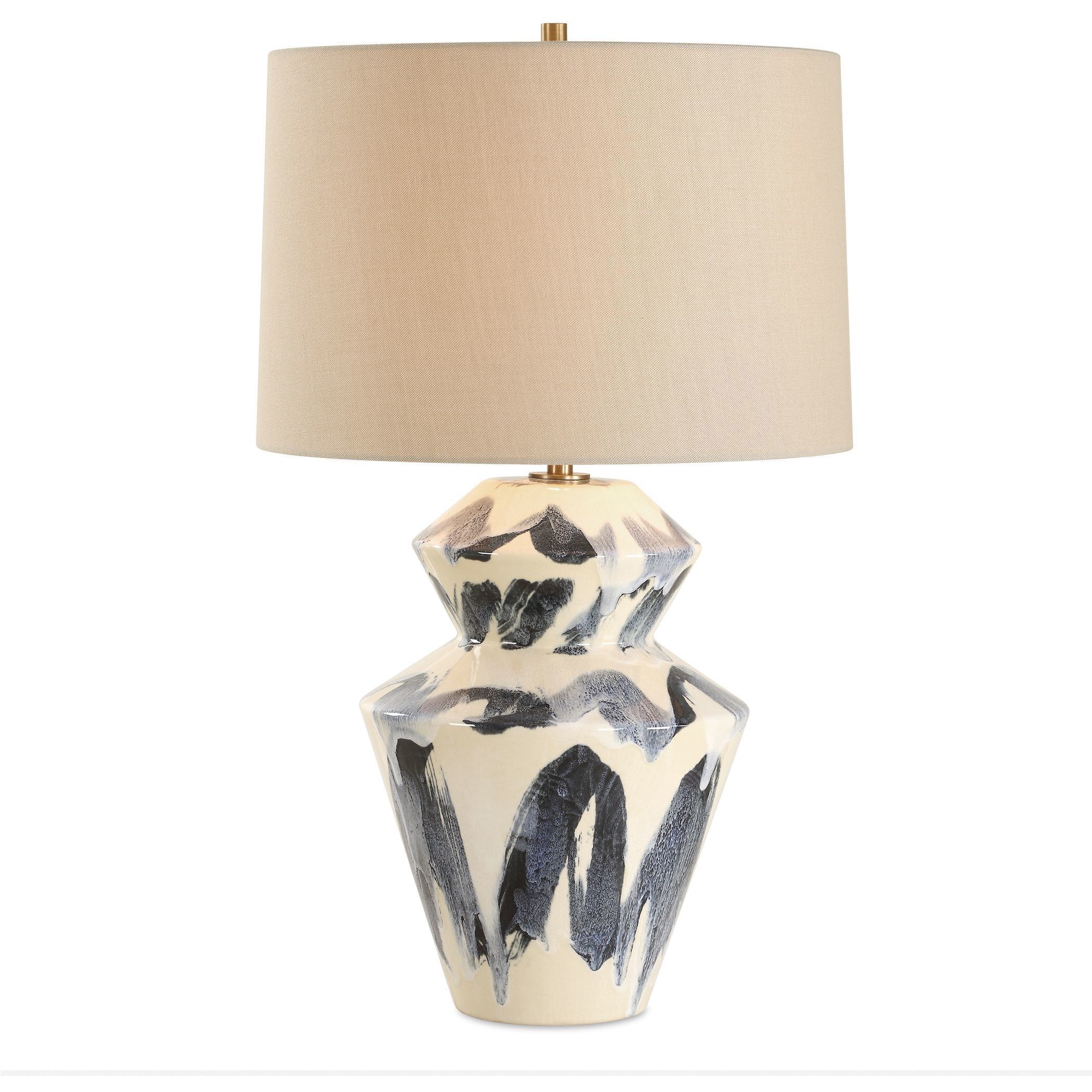 Oranda 28.5 inch 150.00 watt Blue and Cream with Antique Brass Table Lamp Portable Light