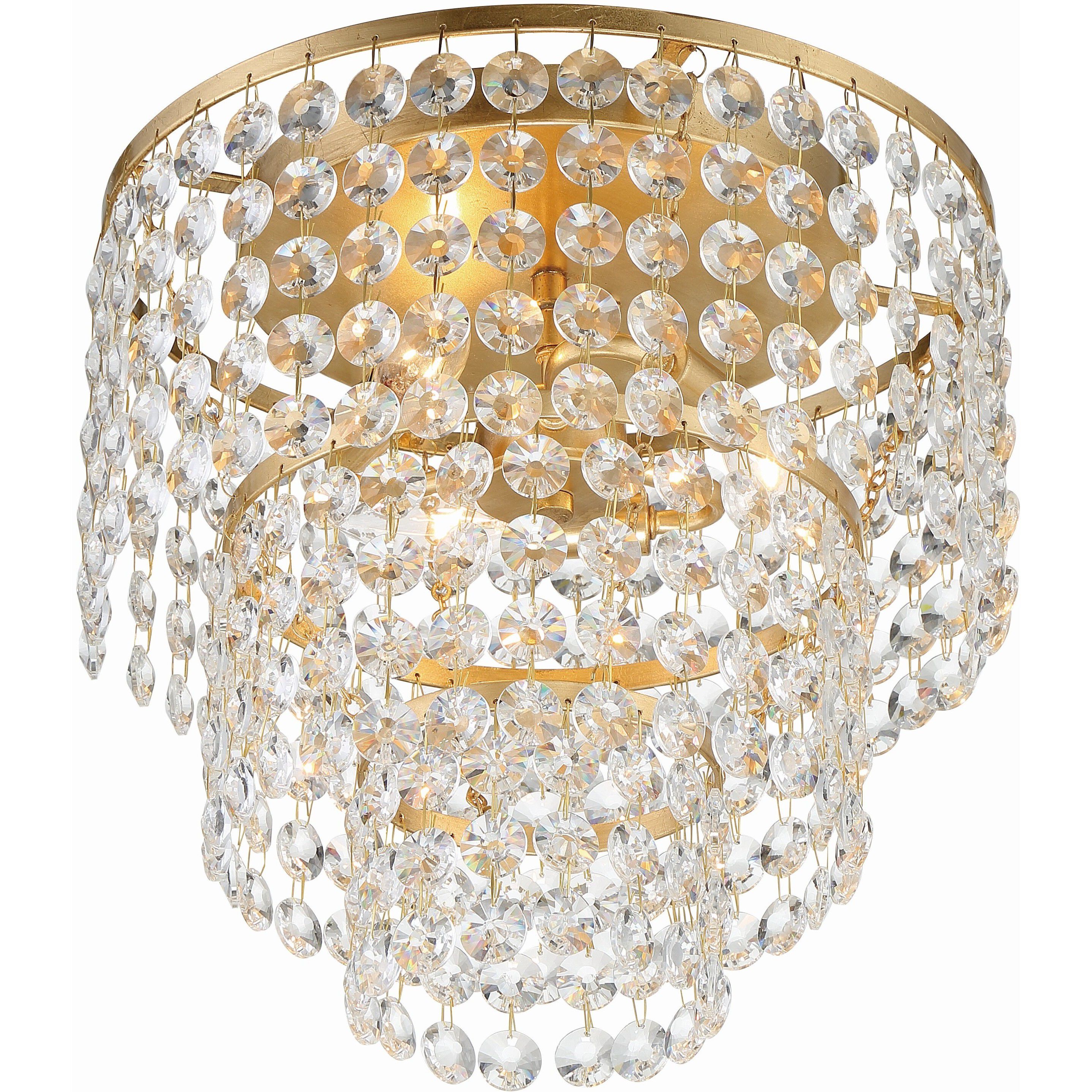 Gabrielle 3 Light 14 inch Antique Gold Flush Ceiling Light