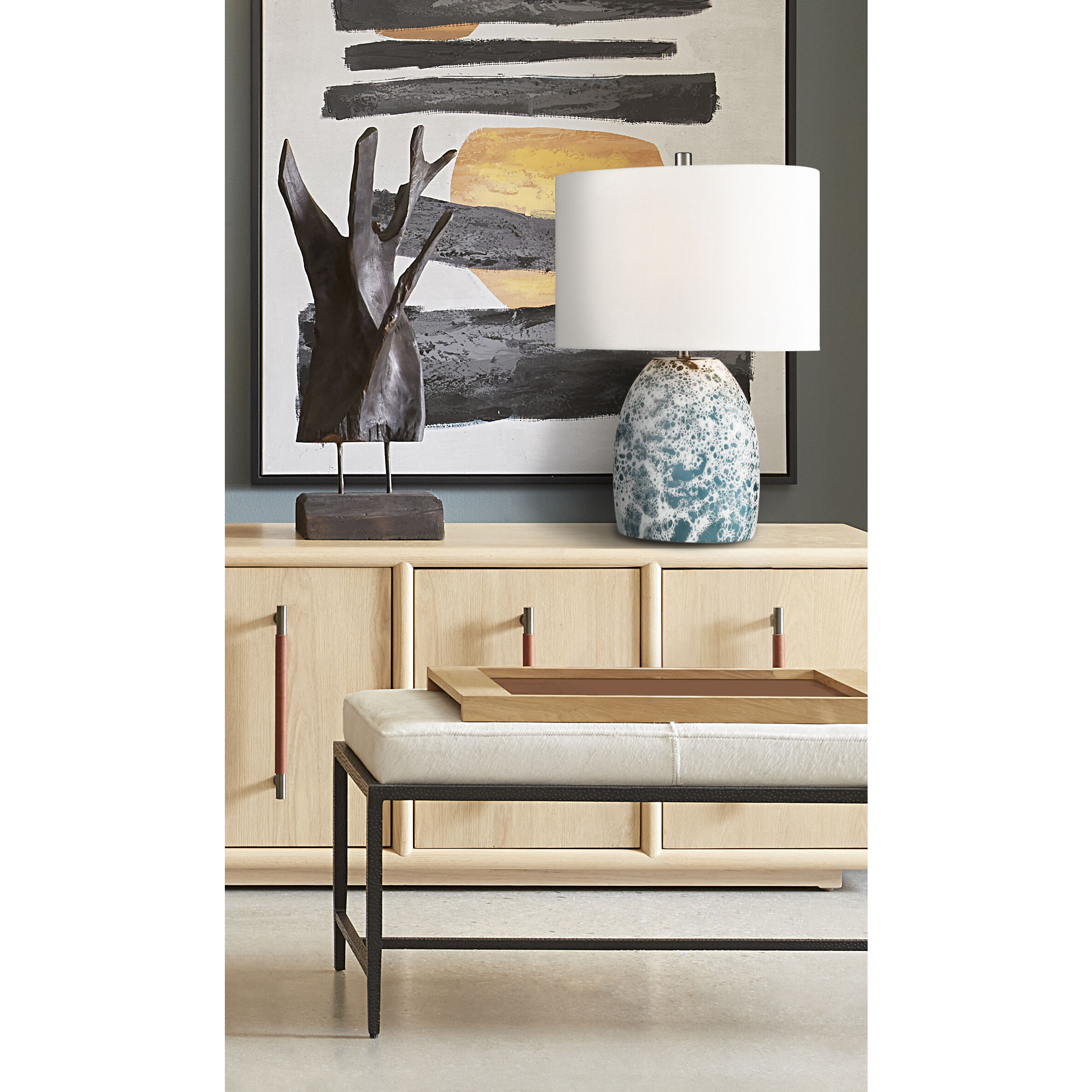 Offshore 22 inch 100 watt Blue Table Lamp Portable Light