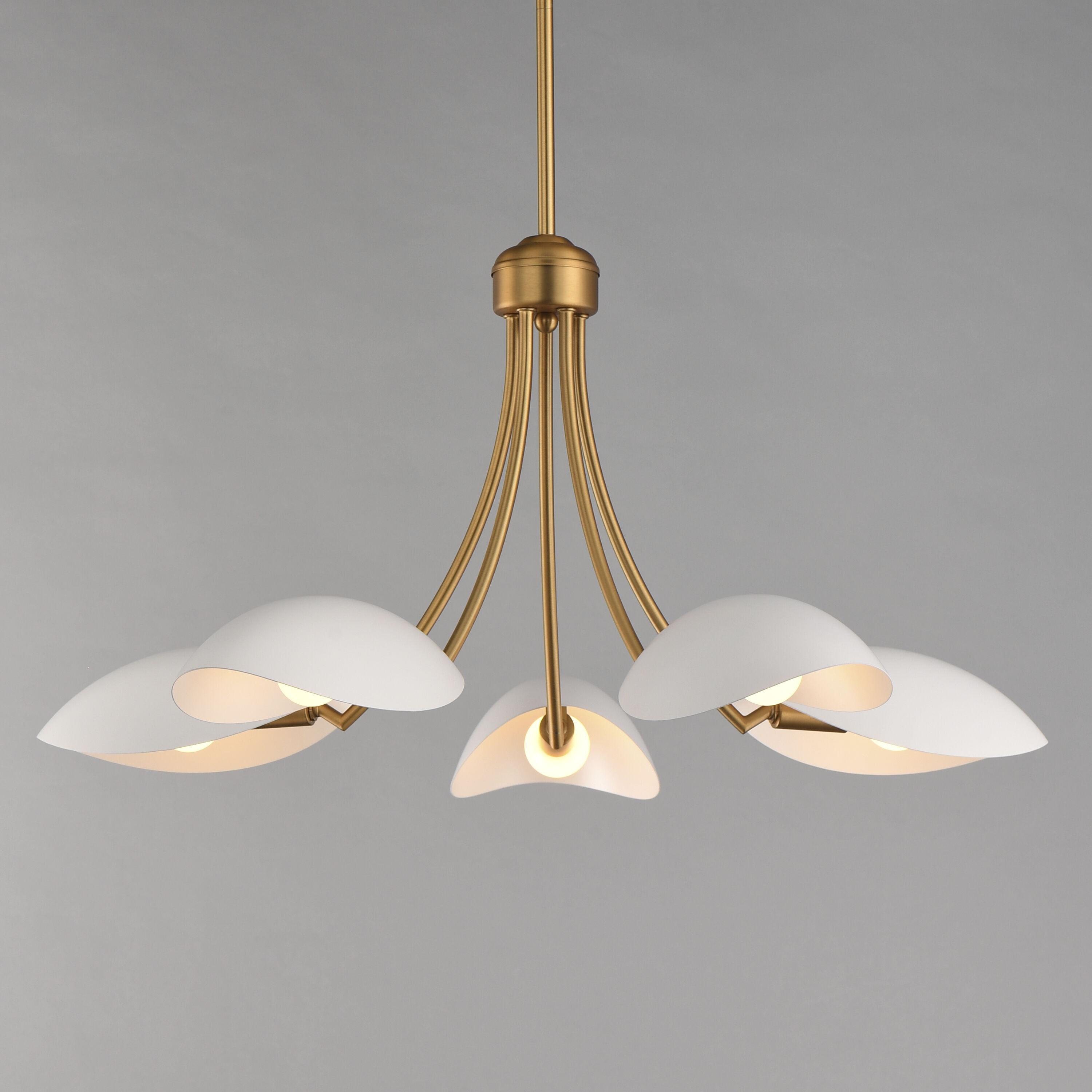 Maris 5 Light 26.5 inch White and Natural Aged Brass Single-Tier Chandelier Ceiling Light
