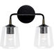 Amara 2 Light 14 inch Matte Black with Brass Vanity Light Wall Light