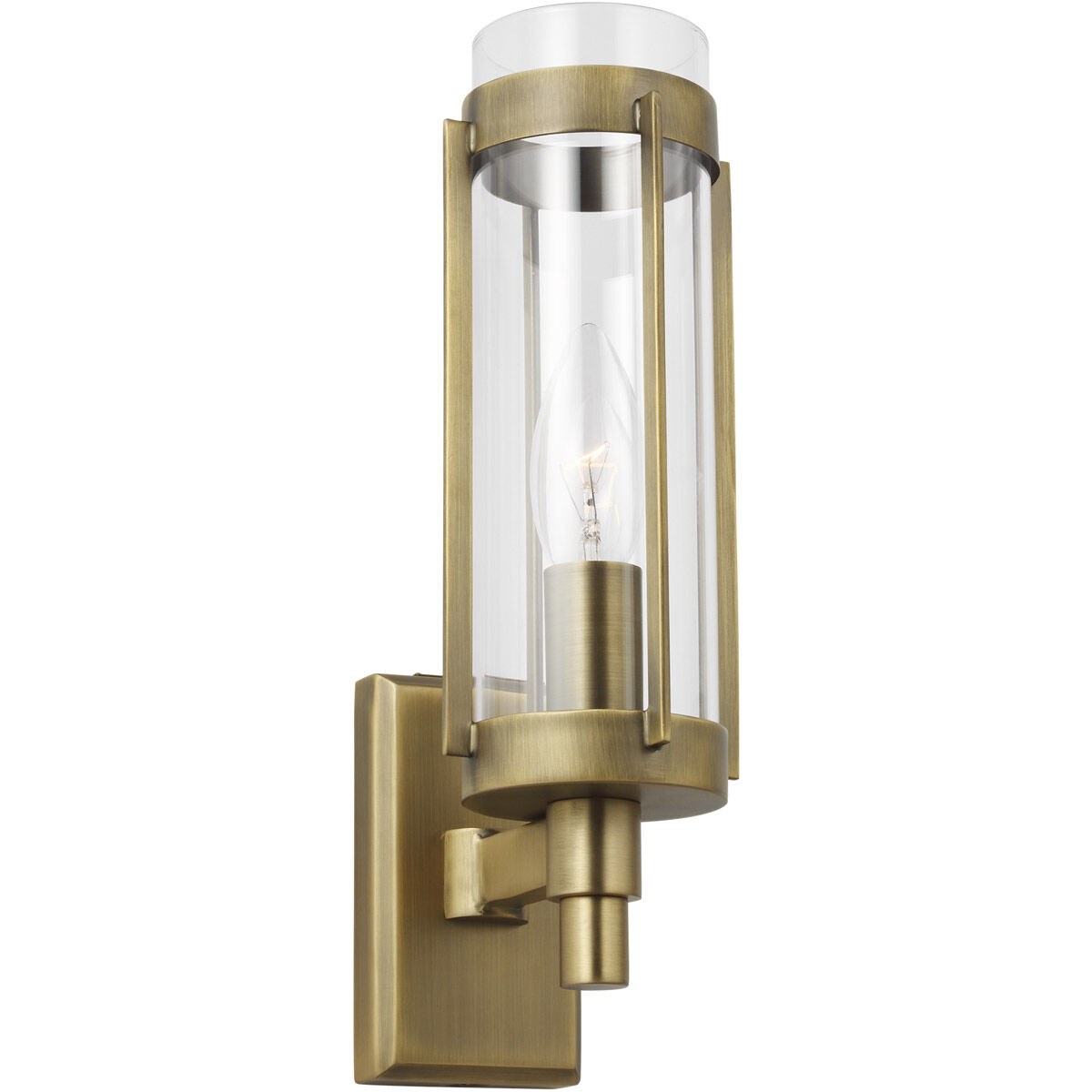 Flynn 1 Light Time Worn Brass Wall Sconce Wall Light