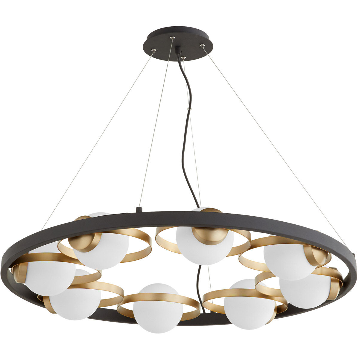 Nimbus 8 Light 32 inch Noir with Aged Brass Chandelier Ceiling Light