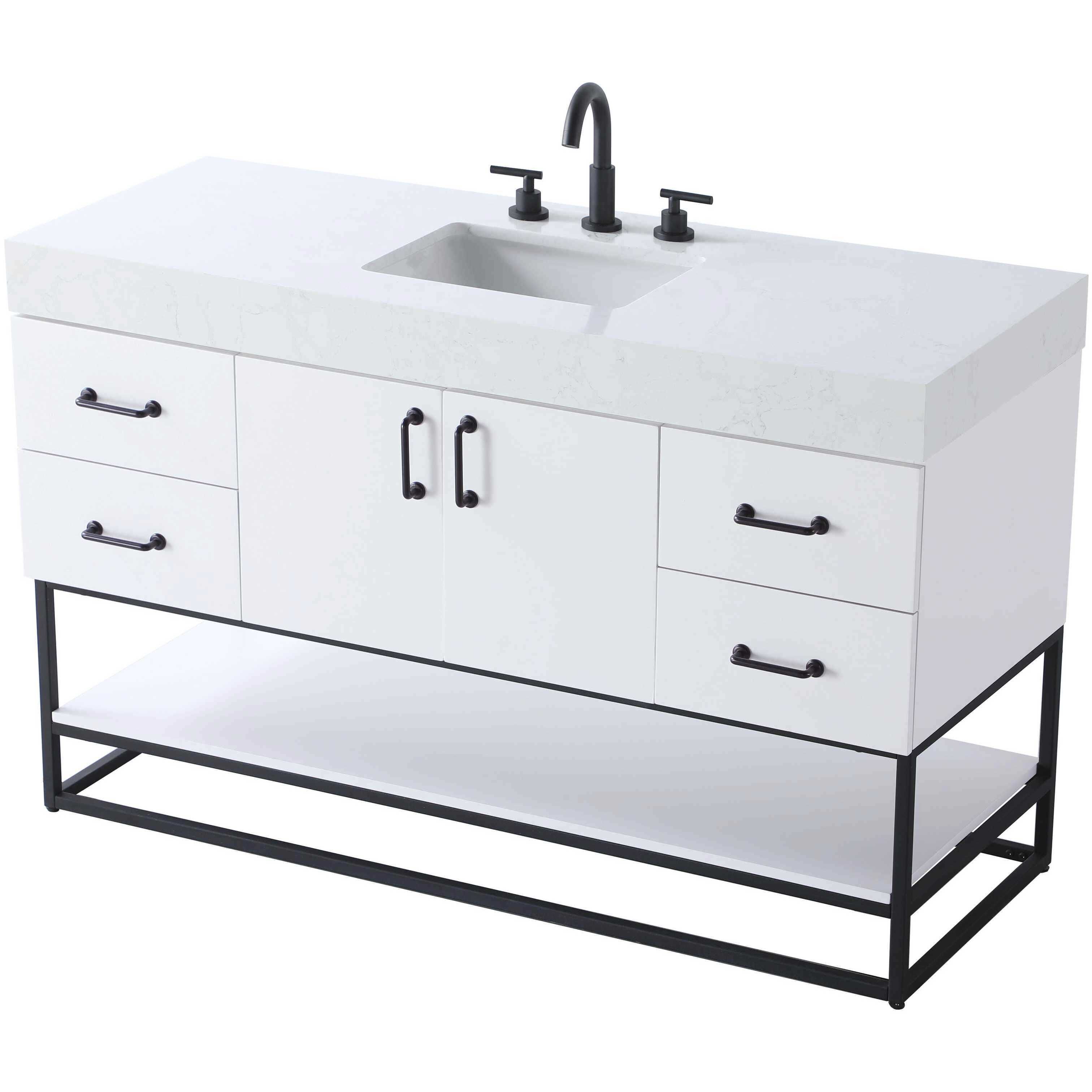Caroline 54 X 34 inch White Bathroom Vanity Cabinet